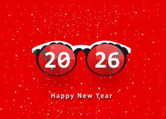 Glasses and 2026. happy new year 2026. 2026 on glasses
