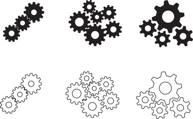 Setting gears icon. Cogwheel group. Gear design collection on white background