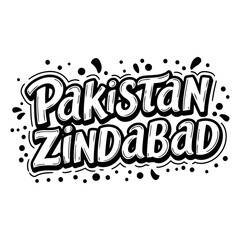Fototapeta premium Pakistan Zindabad graphic design. Bold lettering with decorative elements on a plain background.
