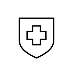 Health protection outline icon. Healthy shield, medical defense symbol