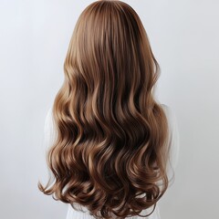 Single piece clip in shinny brown wavy synthetic hair extensions