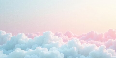 Dreamy Pastel Cloudscape A Serene and Ethereal View of Fluffy White and Pink Clouds at Sunset