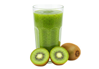 Isolated Fresh Kiwi Smoothie with Kiwi Fruits
