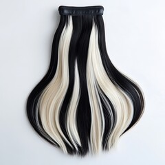 Single piece clip of straight black to blonde ombre style human hair extensions, perfect for adding length and volume, offering a seamless blend with natural hair for an effortless look.