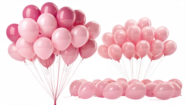 Bunch of Pink Balloons on Floor with Transparent Background