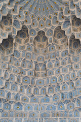 Deep niche and diverse muqarnas decoration in Gur-e Amir Tomb of the King mausoleum of Turco-Mongo conqueror Timur also known as Tamerlane in Samarkand, Uzbekistan