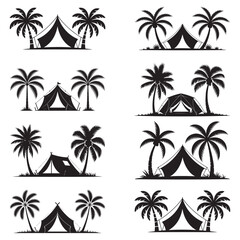 Obraz premium Sophisticated Minimalist Tent Silhouette Vector Collection – Elegant Black and White Outdoor Shelter Symbols for Premium Branding and Creative Projects. Thank You .