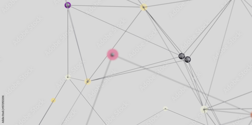 Poster stock photo of an abstract network connection with nodes and lines. ideal for technology, connectivi