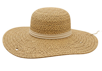 Isolated Elegant Straw Sun Hat with Ribbon