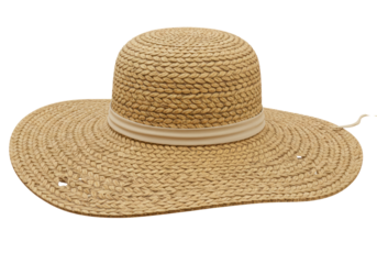 Isolated Elegant Straw Sun Hat with Ribbon