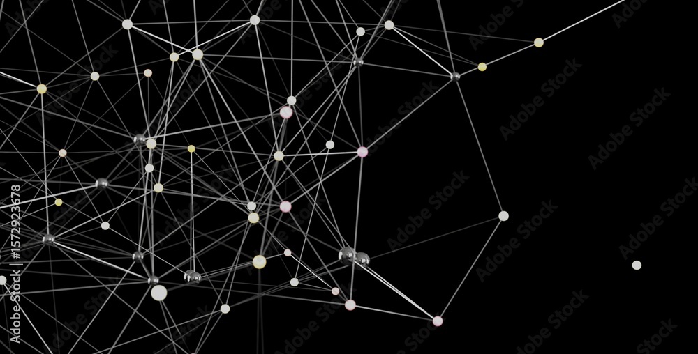 Poster 3d rendering of a complex network. ideal for tech, ai, and connection concepts.