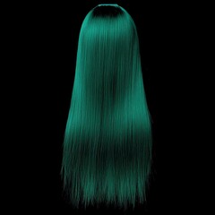 straight remy dyed green color human hair weaves extensions lace wigs on black background