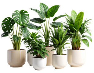  Assorted Succulent Plants in Small Glazed Ceramic Planters Transparent Background PNG