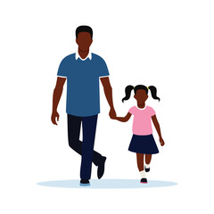 Father and daughter walking hand in hand holding hands family
