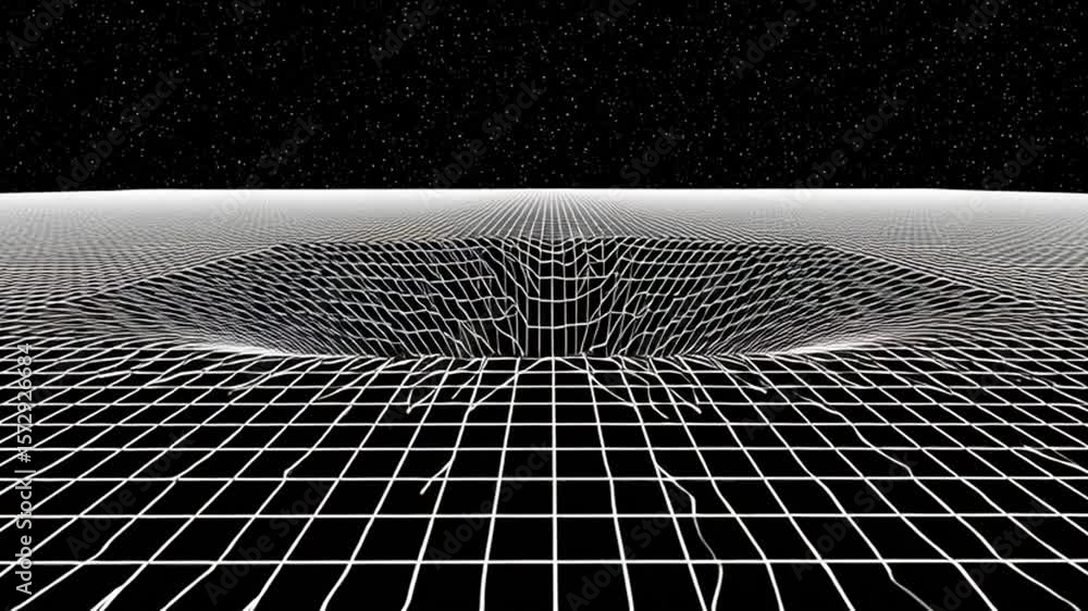 Poster exploring the curvature of space-time visualization generative ai