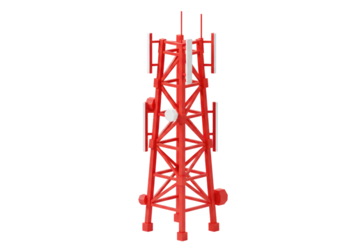 Isolated Red and White Cell Tower Structure