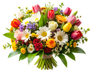 Obraz premium Bouquet of Assorted Garden Flowers in Bloom Transparent Background PNG