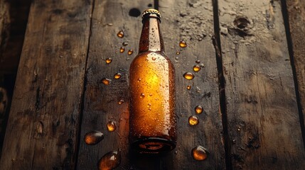 beer bottle on wooden