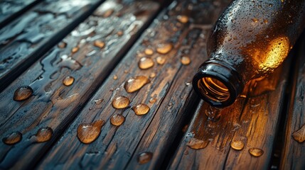 beer bottle on wooden table