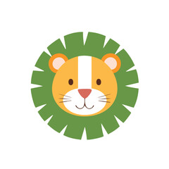 Lion face green leaves