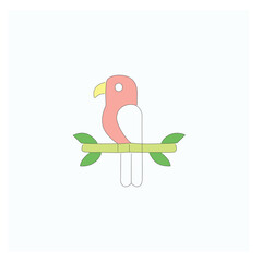 Pink parrot on bamboo