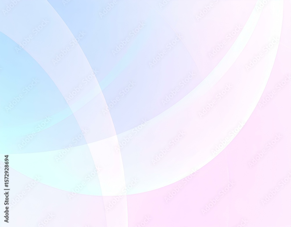 Poster soft pastel abstract background featuring gentle, overlapping translucent curved shapes in gradient 