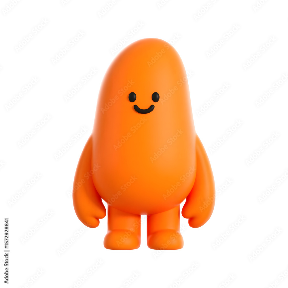 Poster cute orange blob character with a happy face isolated on transparent background