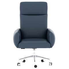 3d render blue office chair wheels adjustable with transparent background