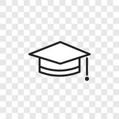 Mortar Board or Graduation Cap  Education symbol. Dark gray icon on transparent background.