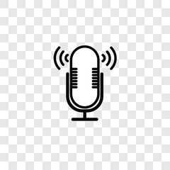 Microphone icon isolated on transparent background. Flat design.