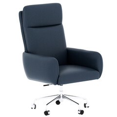 3d render blue office chair wheels adjustable with transparent background
