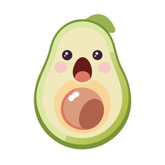 Surprised Avocado — Shocked Kawaii Food Character
