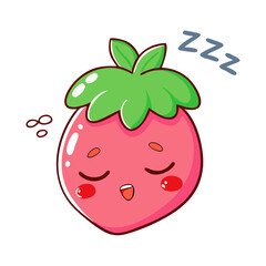 Sleepy Strawberry — Cute Kawaii Food Character for Stickers
