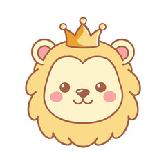  Leo — Kawaii Lion Zodiac Face with Crown
