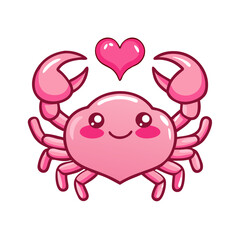 Cancer — Pink Kawaii Crab with Heart Claws
