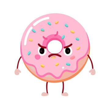 Angry Donut &mdash; Kawaii Cartoon Dessert with Attitude
