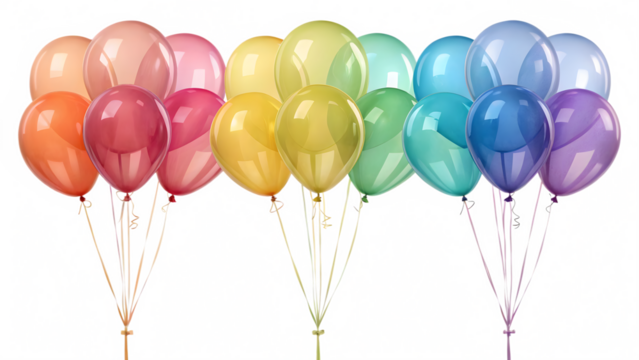 Colorful Pastel Transparent Balloons in Soft Rainbow Tones