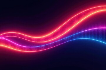 Abstract Neon Waveforms Dynamic Pink and Blue Glowing Lines with Dotted Patterns on Dark Background