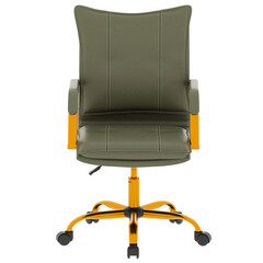 3d render green office chair yellow base with transparent background