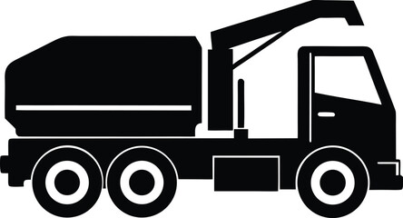 concrete pump truck icon vector silhouette on transparent background
