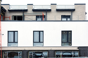 Construction new modern building in winter.