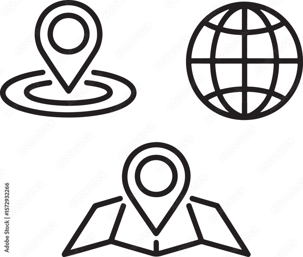 Poster icons depicting navigation and global connectivity a stylized representation of location awareness a