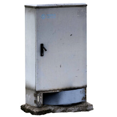 3d render outdoor telecom metal cabinet with transparent background