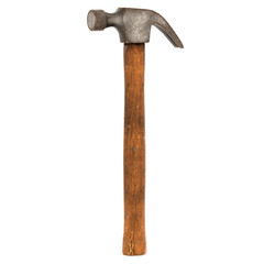 3d render old hammer wood handle with transparent background