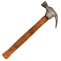 3d render old hammer wood handle with transparent background
