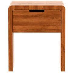 3d render wooden one drawer nightstand with transparent background