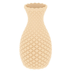 3d render beige geometric decorative vase with transparent background