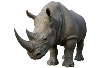 Obraz premium Isolated Powerful Grey Rhinoceros Standing Tall Representing Strength and Wildlife