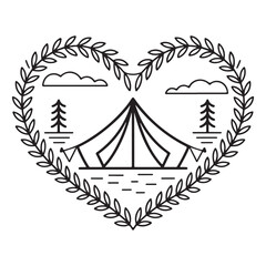 Minimalist Black Tent Silhouette Vector on White Background – Outdoor Camping Design for Adventure Projects with Dome, Ridge, A-Frame, and Tunnel Tent Styles. Thank You . 