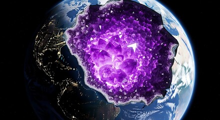 Amethyst Geode Embedded in Earth A Stunning Cosmic Vision